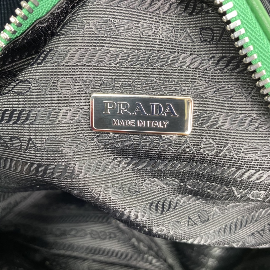 Prada Triangle Leather Shoulder Bag Tote Mango Green 1BB082